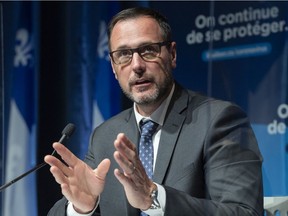 Quebec Minister of Education Jean-François Roberge speaks during a news conference in Montreal, Tuesday, August 24, 2021.