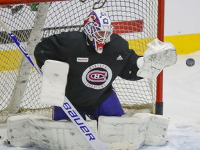 "There's always two different things that I say: there's practice shots and game shots," Canadiens goalie Jake Allen says.
