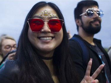 Yvonne Lu and Umair Shahzad, visiting from the Toronto area, on Day 3 of the Osheaga Get Together festival on Sunday, Oct. 3, 2021.