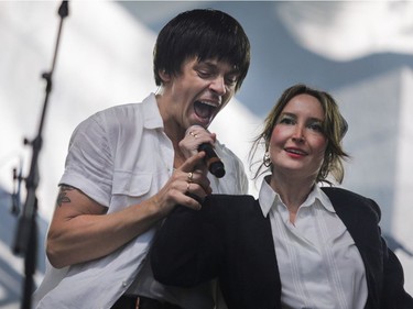 Peter Dreimanis and Leah Fay of the band July Talk on Day 3 of the Osheaga Get Together festival on Sunday, Oct. 3, 2021.