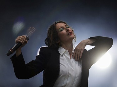 Leah Fay of the band July Talk performs on Day 3 of the Osheaga Get Together festival on Sunday, Oct. 3, 2021.