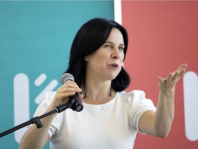 Valerie Plante outlines the Projet Montreal party platform in Montreal, on Wednesday, October 6, 2021.