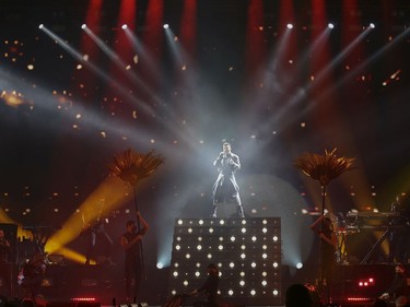 Ricky Martin performs at the Bell Centre in Montreal on Saturday, Oct. 9, 2021.