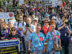 Montrealers protested against vaccine mandates Oct. 9, 2021.