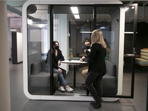 Ludia employees can use soundproofed cubicles for small team meetings. The video game studio recently decided to take over a third floor of the Old Montreal building it has called home since its founding in 2007 — a 50 per cent expansion.