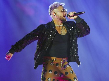 Colombian pop star Maluma performs at the Bell Centre in Montreal on Friday, Oct. 22, 2021.