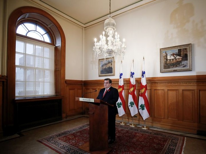  Nov. 8, 2017: Denis Coderre speaks to the media at city hall after losing his bid for re-election as mayor.