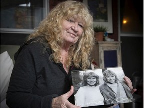 Stunt performer Robyn McNicoll holds a picture of herself (right) and actress Amy Madigan, who she doubled for over the years.