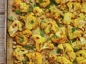 Roasted cauliflower with cumin and turmeric from The Fair Trade Ingredient Cookbook by Nettie Cronish.