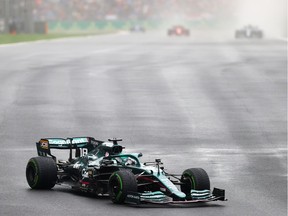 Lance Stroll of Montreal driving the (18) Aston Martin AMR21 Mercedes during the F1 Grand Prix of Turkey at Intercity Istanbul Park on Sunday, Oct. 10, 2021 in Istanbul.