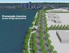 An artist’s impression of a proposed $10-million waterfront promenade in the Bridge/Bonaventure sector if Projet Montréal Leader Valérie Plante is re-elected as mayor on Nov. 7.