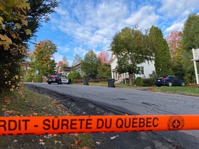 Police car at the scene in Ste-Adèle, where a man, 44, was fatally shot by a police officer.