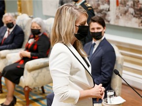 Melanie Joly is sworn in as the Minister of Foreign Affairs during the presentation of Prime Minister Justin Trudeau's new cabinet at Rideau Hall in Ottawa, Ontario, Canada October 26, 2021.