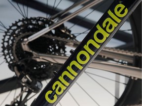 FILE PHOTO: Cannondale logo is seen on a bike during Munich Auto Show, IAA Mobility 2021 in Munich, Germany, September 8, 2021. REUTERS/Wolfgang Rattay/File Photo