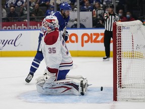 Samuel Montembeault has appeared in 25 NHL games, posting a 9-8 record with a 3.20 goals-against average and a .892 save percentage.