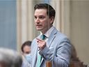 Quebec Justice Minister Simon Jolin-Barrette speaks during question period Thursday, October 7, 2021 at the Quebec City Legislature.
