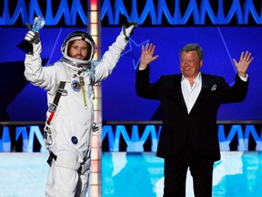 FILE PHOTO: Hosts T.J. Miller and William Shatner close the show during the 21st Annual Critics' Choice Awards in Santa Monica, California January 17, 2016.  REUTERS/Mario Anzuoni/File Photo