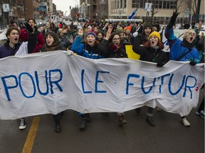 Students from across Montreal marched Jan. 10, 2020, demanding action on climate change.