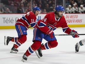 Brendan Gallagher (11) and Phillip Danault (24) were linemates for most of the last three seasons with the Canadiens.