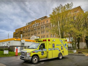 An ambulance parked outside the emergency department at the Lachine Hospital on Tuesday, October 26, 2021.