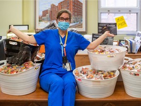 Unbeknownst to St. Mary's Hospital staff, save nurse Mary-Lou Foley, seen here Wednesday, Nov. 3, 2021, the hospital is forgoing the annual ball and instead using funds to provide gourmet dinners for two for each staff member. Staff will only find out Friday morning.