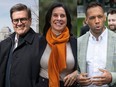 The key Montreal mayoral candidates, from left: Denis Coderre, Valérie Plante and Balarama Holness.
