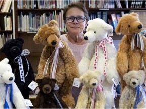 Claudine D. Auger displays her popular teddy bears at the Pointe-Claire Artisan Show held at the Stewart Hall Cultural Centre last weekend.