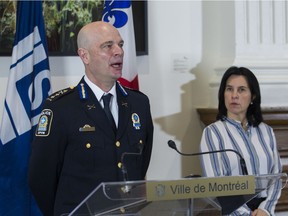 "The trivialization of armed violence in Montreal must be confronted and examined more closely,"  said SPVM deputy chief Vincent Richer at a press conference with Mayor Valérie Plante in Montreal on Nov., 29, 2021.