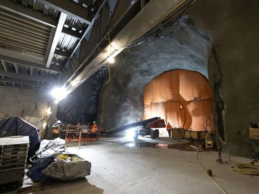 The Édouard-Montpetit station of the REM begins to take shape at the depth of 55 metres on Wednesday, Nov. 24, 2021.