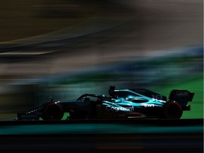 Lance Stroll of Montreal driving the (18) Aston Martin AMR21 Mercedes during practice ahead of the F1 Grand Prix of Brazil at Autodromo Jose Carlos Pace on Saturday, Nov. 13, 2021, in Sao Paulo.