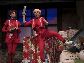 Gabe Maharjan (left) as Nog, Amelia Sargisson as Ginger in All I Want for Christmas at Centaur Theatre.