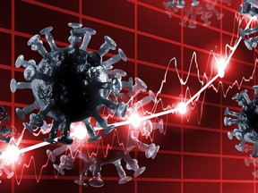 Graph Coronavirus Cells 3D Illustration