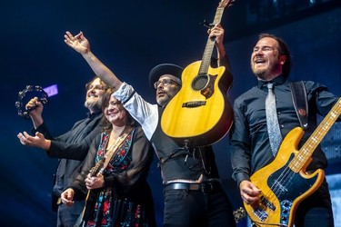 Quebec band Les Cowboys Fringants at the Bell Centre in Montreal on Thursday, Nov. 25, 2021.