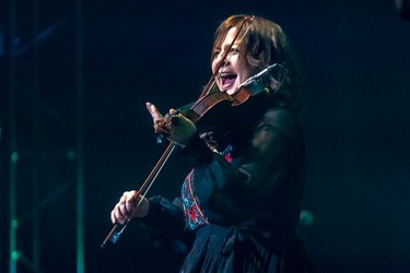 Marie-Annick Lépine of the Quebec band Les Cowboys Fringants at the Bell Centre in Montreal on Thursday, Nov. 25, 2021.