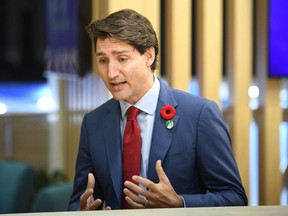 Prime Minister Justin Trudeau on day two of the COP26 UN Climate Change Conference in Glasgow, Scotland on Nov. 1, 2021.