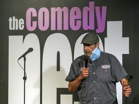 Joey Elias makes a pandemic fashion statement at the Comedy Nest during Just for Laughs in July. With travel restrictions complicating matters for international talent, local standups were given a more prominent stage.