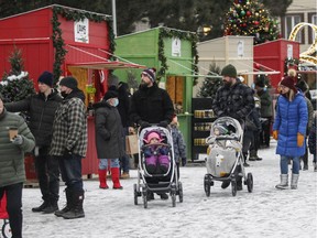 People walk around at the first edition of the Dorval Holiday Market on Saturday, December 4, 2021.