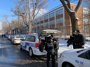 Montreal police were searching for a suspect after a teacher was stabbed at John F. Kennedy High School on Villeray St.