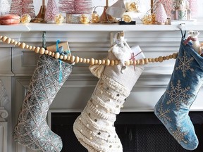 For many, Christmas morning starts with the excitement of a stylish stocking (and what’s inside). Pastel Holiday Stockings, from $17, HomeSense.