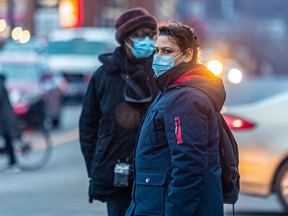 Montrealers wearing masks in the Cote-des-Neiges district of Montreal on Thursday December 16, 2021.