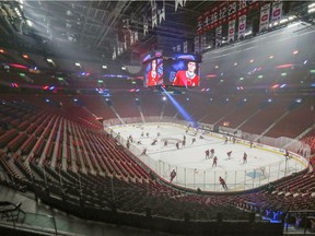 Because of the short notice, the red and blue tarps that were used to cover up the empty seats last season weren't in place Thursday night, making the Bell Centre really look empty.