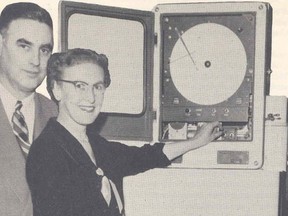 Mayor Olive Urquhart launches the fluoridation of Pointe-Claire's potable water supply at the filtration plant on Feb. 3, 1955. She was Pointe-Claire's first and only female mayor.