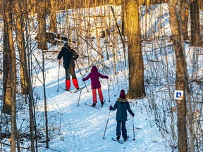 Cross-country skiers take the hills on Mount Royal on Thursday December 23, 2021.