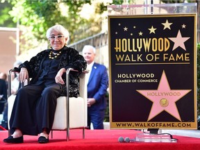 In this photo taken on Oct. 28, 2019 Italian director Lina Wertmüller, 92, awaits the start of her Hollywood walk of fame Star ceremony in Hollywood, Calif., where she was the recipient of the 2,679th Star in the category of Motion Pictures. Wertmüller, the queen of Italian comedy and the first director to be nominated for an Oscar, died at the age of 93 overnight on Dec. 9, 2021, the Italian media announced.