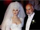 Singer Céline Dion in a tiara at the post-wedding press conference after her marriage to René Angélil Dec. 17, 1994.