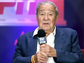 Bob Arum, founder and CEO of Top Rank, speaks during a news conference at Virgin Hotels Las Vegas on June 24, 2021.
