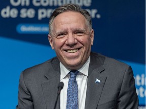 Premier François Legault smiles during a press conference in Montreal Thursday January 13, 2022. "Despite Legault's having been in the eye of the COVID storm, 45 per cent of poll respondents said he would make the best premier, more than triple the support for any of the other leaders and more than all four of them combined," Robert Libman writes.
