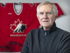 Blair Mackasey at his home in the Beaconsfield suburb of Montreal on Jan. 12, 2022. He's working with Hockey Canada to put together Canada's men's hockey roster for the coming Winter Olympics in Beijing.