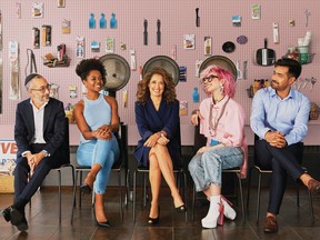 Tenir Salon is a show on TV5 that takes viewers to barbershops and hair salons in different Montreal neighbourhoods to meet those who work in them and their clients. Among the people figuring in Season 2 are, from left: Dov Harrouch, Daniela Gertrudes de Castro, host Sophie Fouron, Ariane Lagüe-Barret and Zabi Jafary.