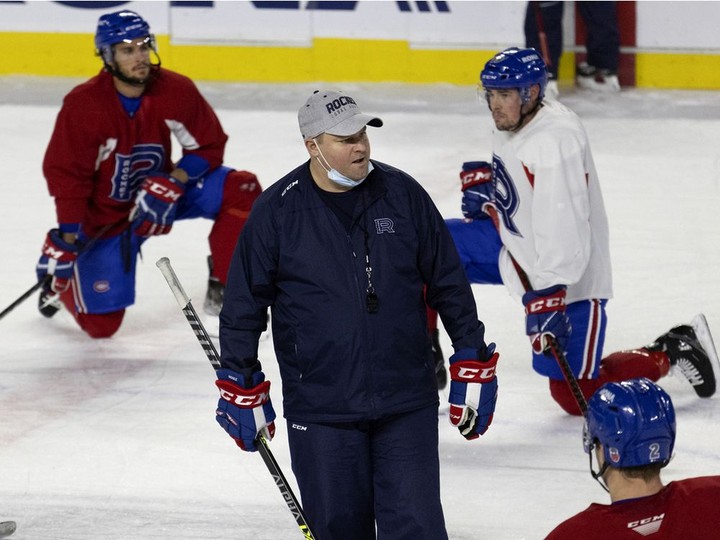  Laval Rocket head coach Jean-François Houle during a team practice in Laval, on Friday, Jan. 21, 2022.